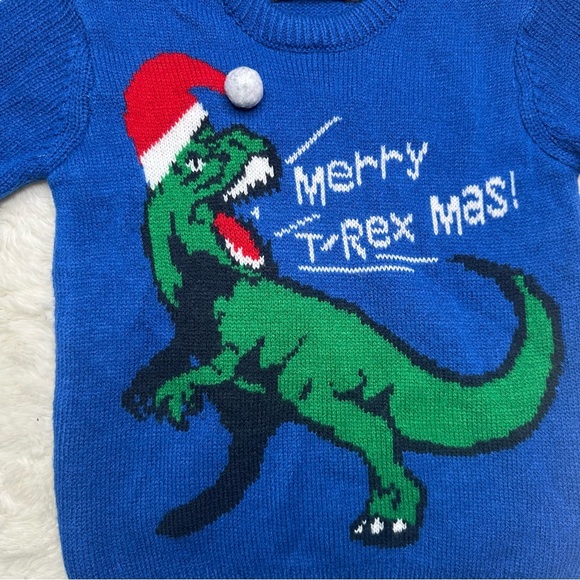George Merry T-Rex Mas Sweater Blue Size 5T - Picture 2 of 16